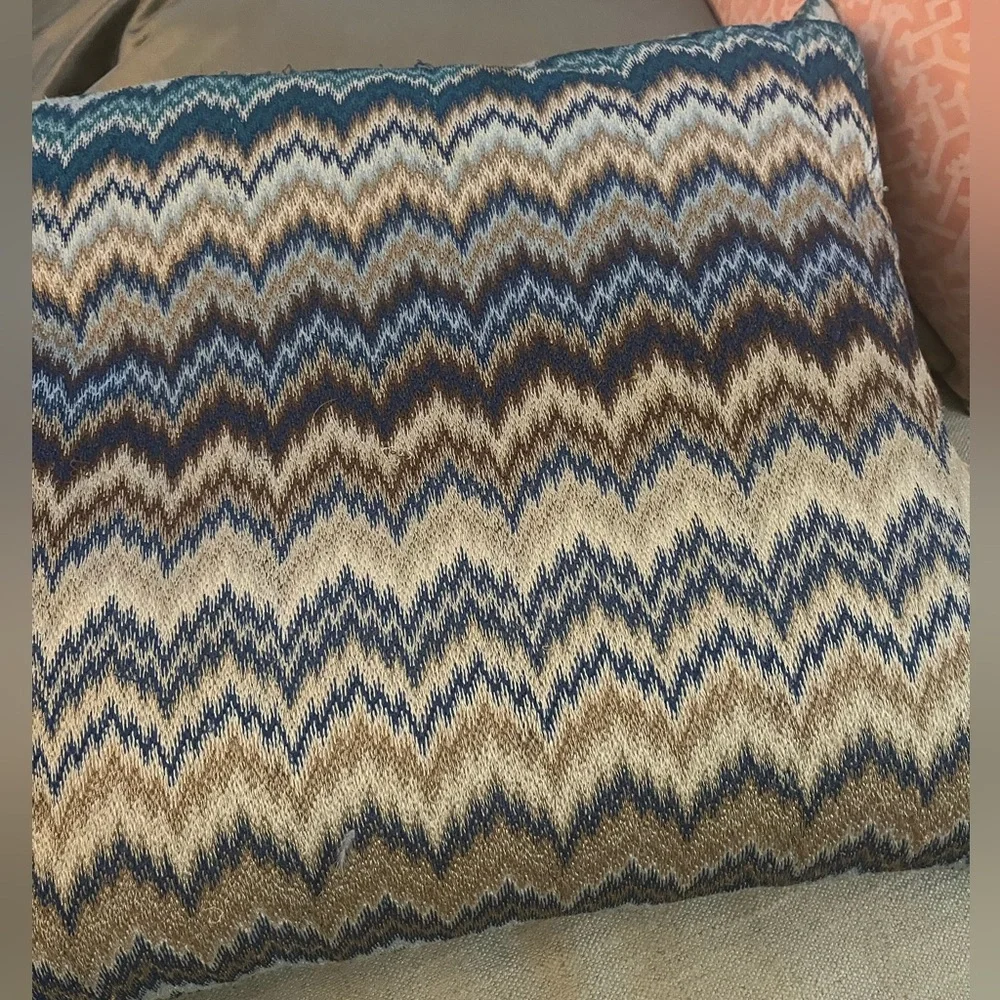 Missoni Jarris Cushion 16 Inch Blue Zigzag Throw Pillow 16x16